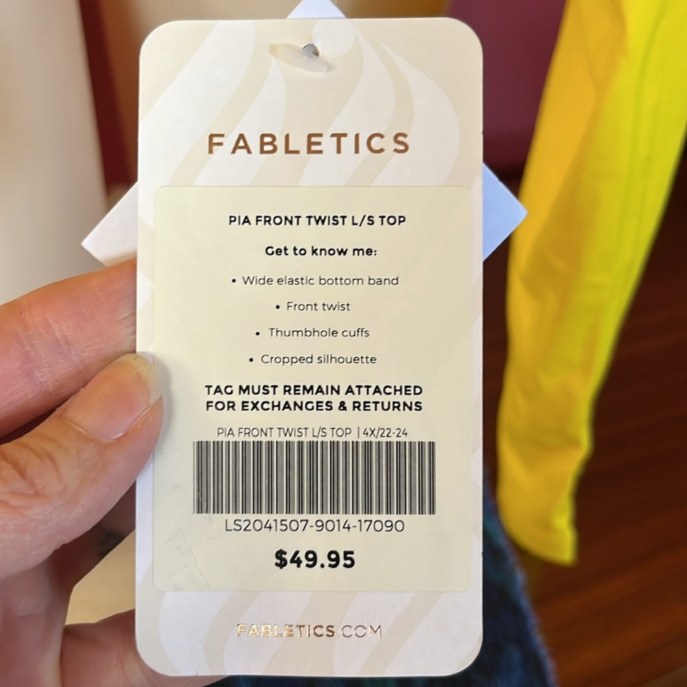 Canary yellow Fabletics front twist long sleeve top - Picture 8 of 13